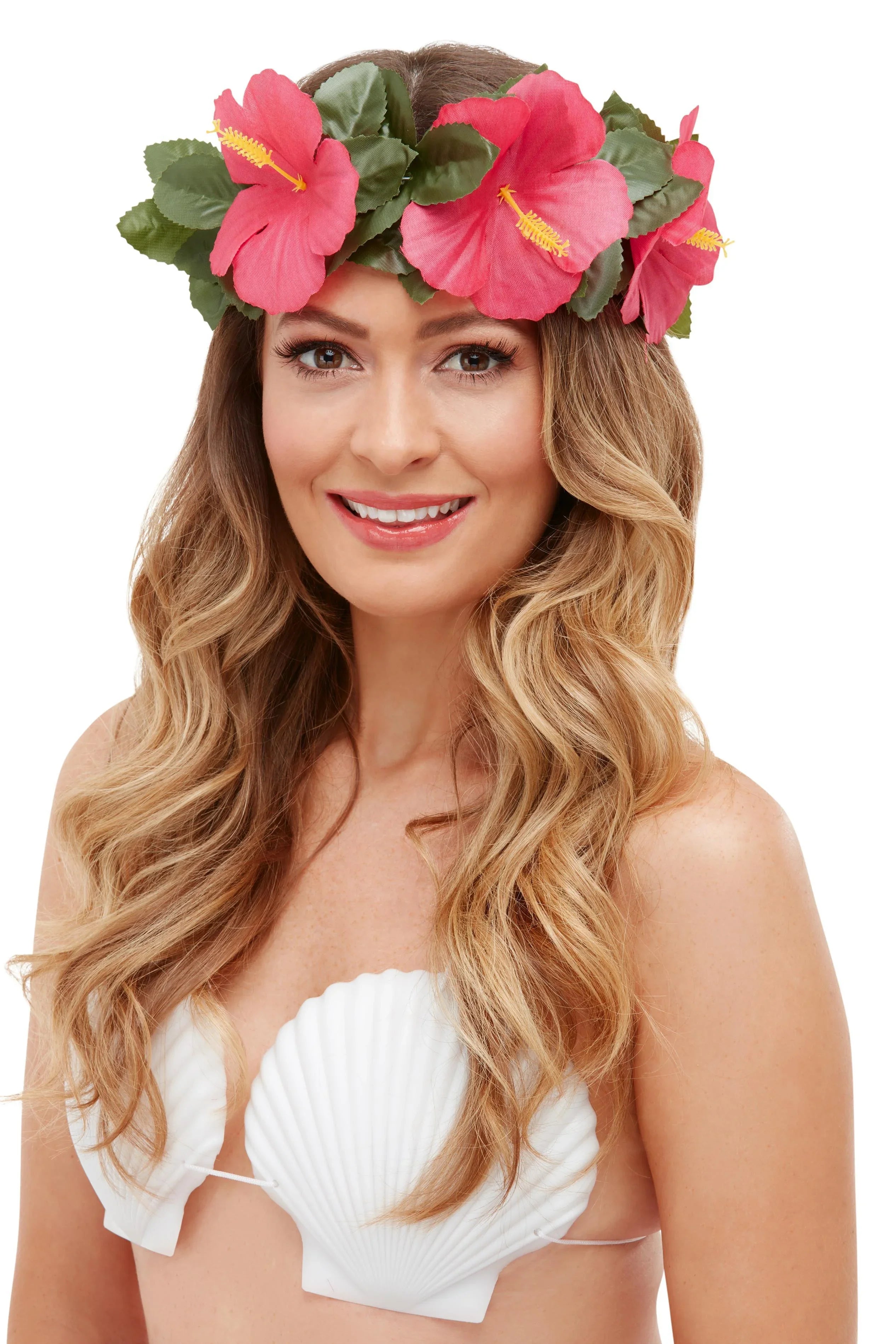 Kit Hawaiano Floral con Corona y Pulseras Complementos Hawaianos Smiffys