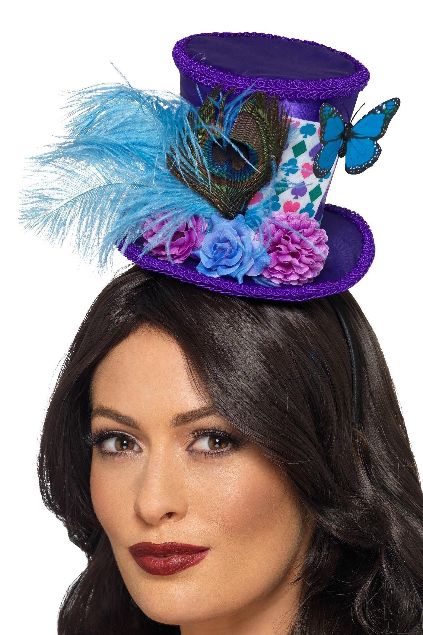 Mini Sombrero de Sombrerera Loca con Plumas Sombrerero Loco Smiffys
