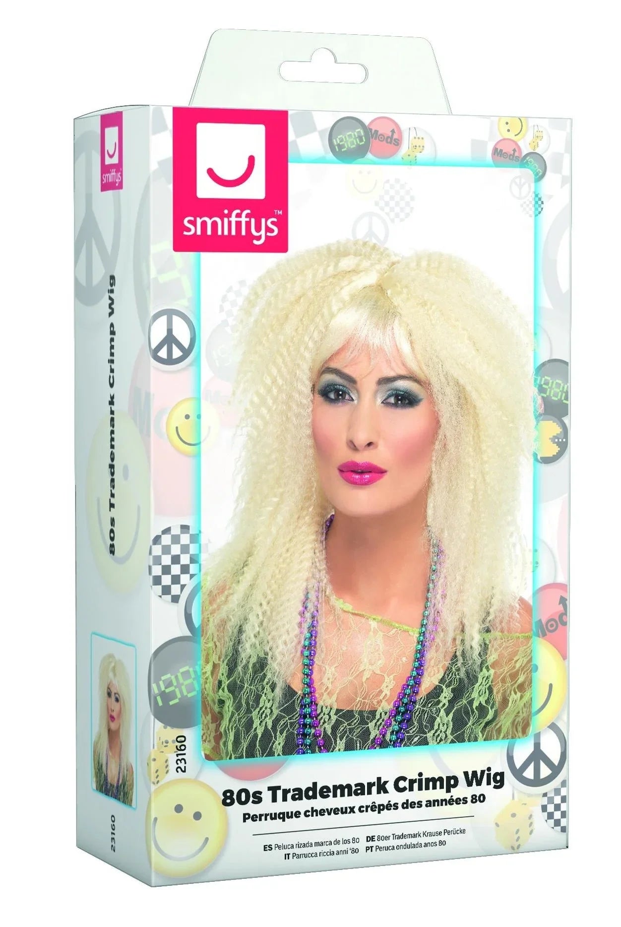 Peluca Rubia Años 80 Estilo Zig Zag Años 80 Smiffys