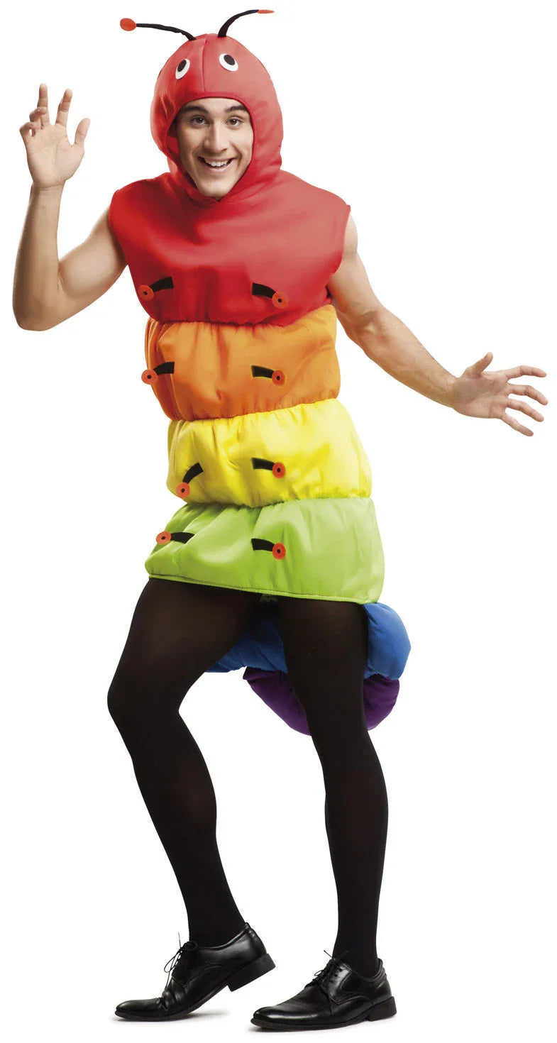 Disfraz de Gusano Multicolor para Adulto Gusanos Viving