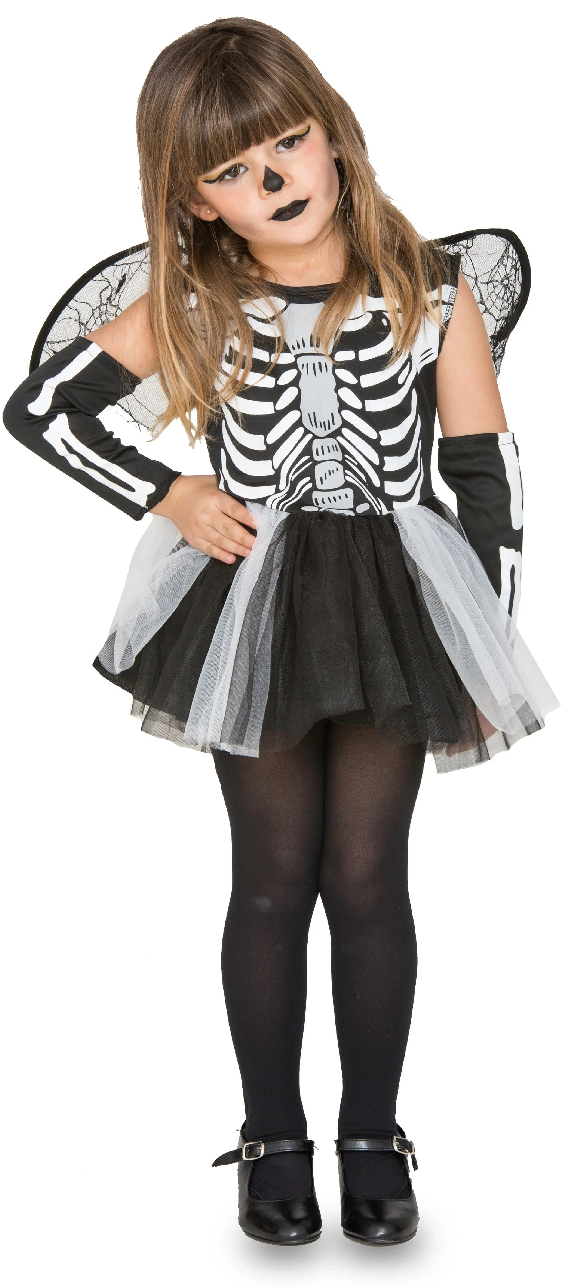 Disfraz de Esqueleto con Tutú y Alas para Niña Esqueletos EuroCarnavales De 1 a 2 años