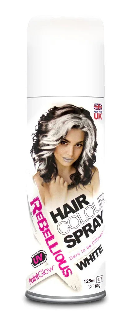 Spray para Pelo Fluorescente en Diferentes Colores Spray para Pelo EuroCarnavales Blanco