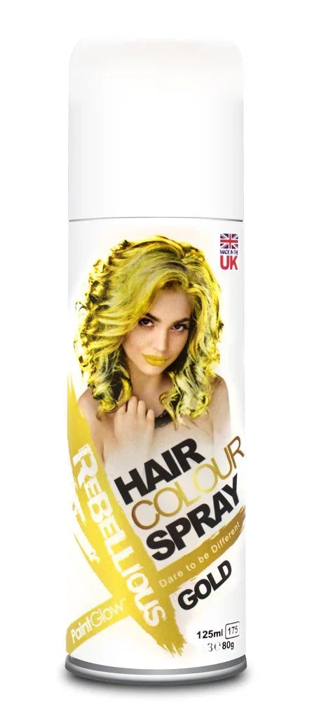 Spray para Pelo Fluorescente en Diferentes Colores Spray para Pelo EuroCarnavales Dorado