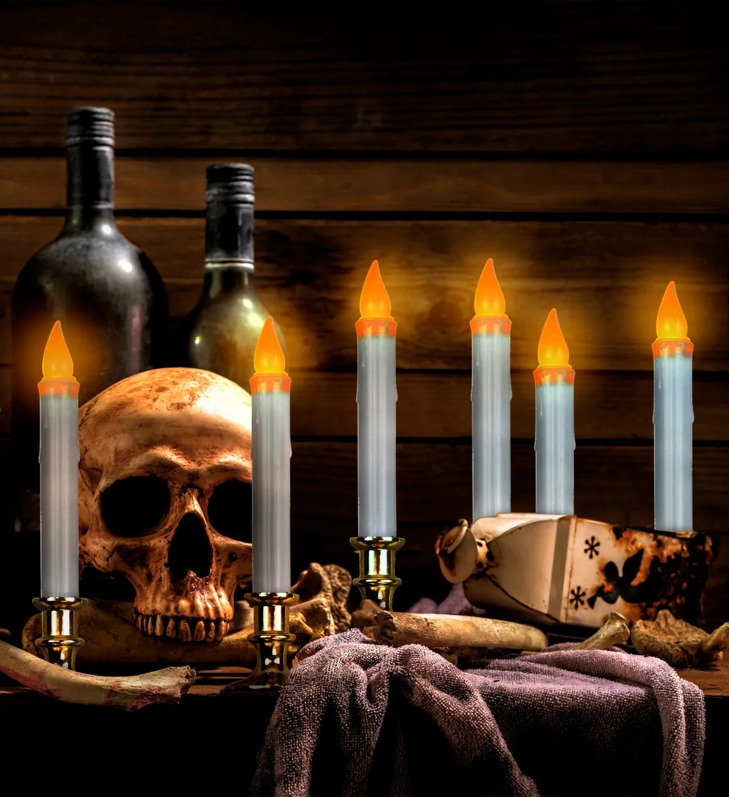 Set de 6 Candelabros con Velas Led y Temporizador Decoración Halloween Widmann