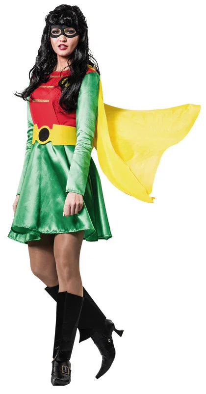 Disfraz de Superheroína Rojo y Verde para Mujer Robin El Rey del Carnaval