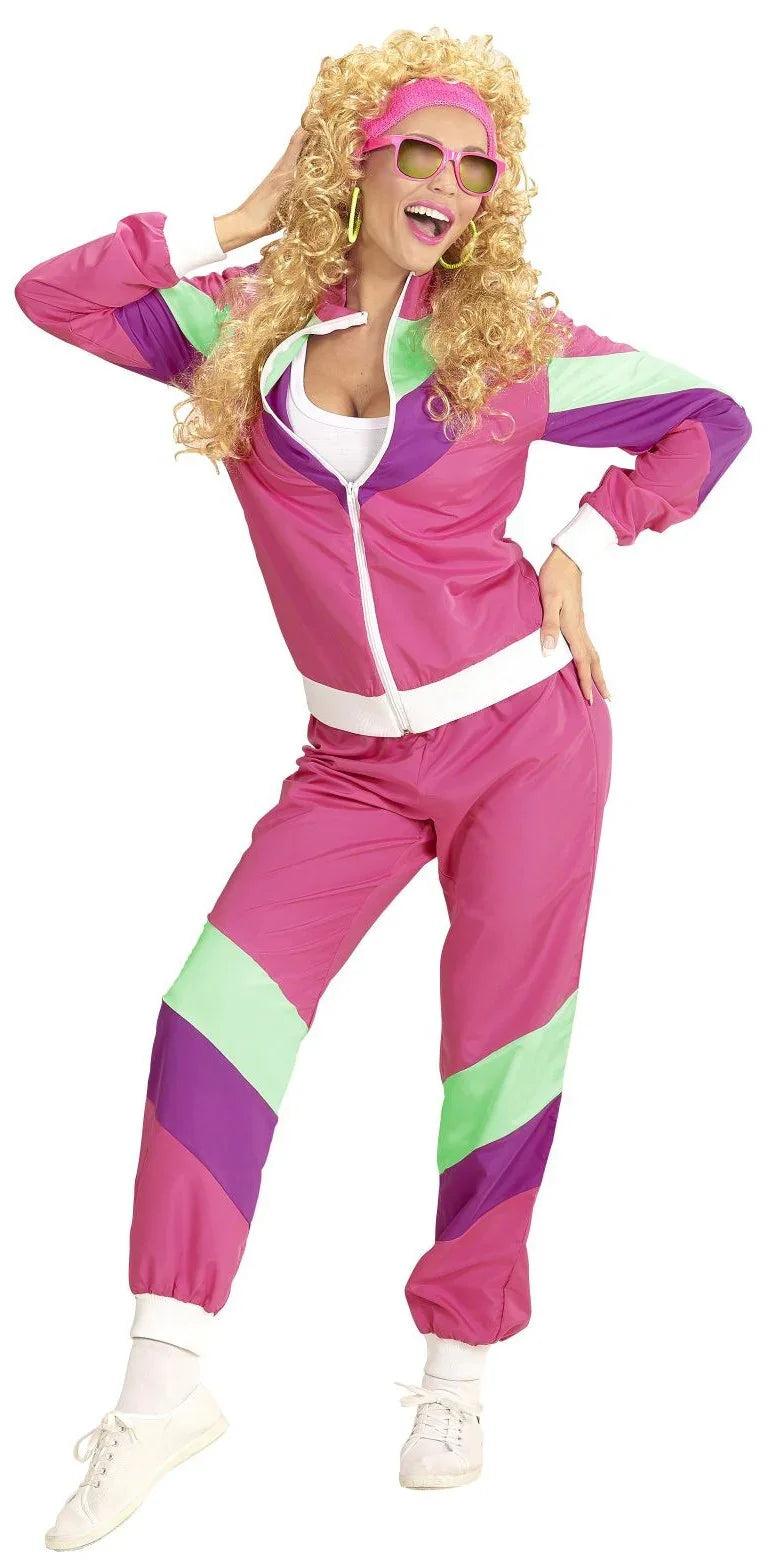 Disfraz Chándal de Táctel Rosa Años 80 para Mujer Chándales de Táctel Años 80 Widmann