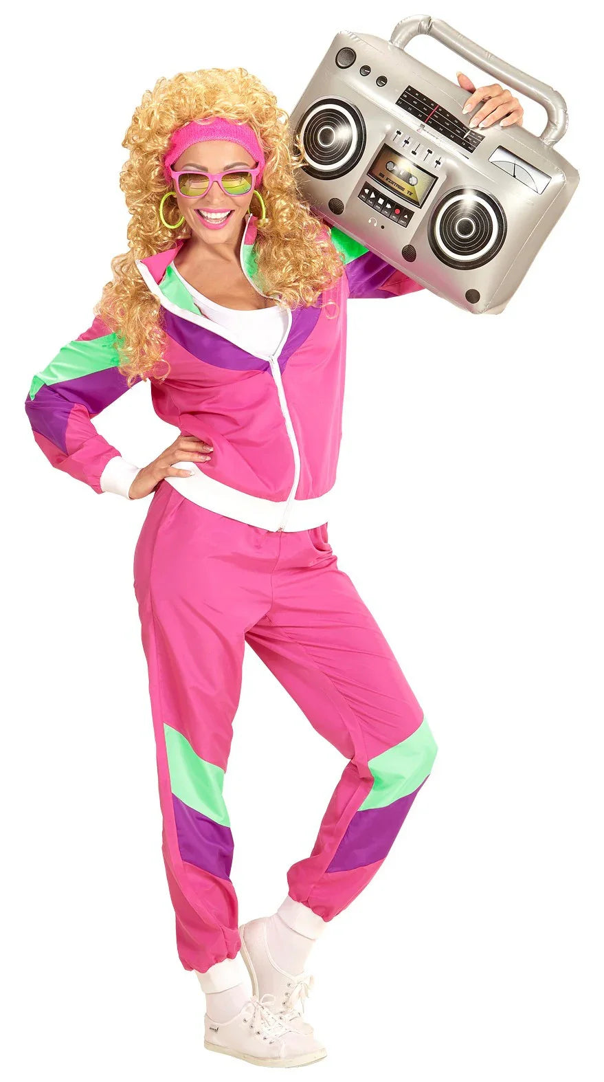 Disfraz Chándal de Táctel Rosa Años 80 para Mujer Chándales de Táctel Años 80 Widmann