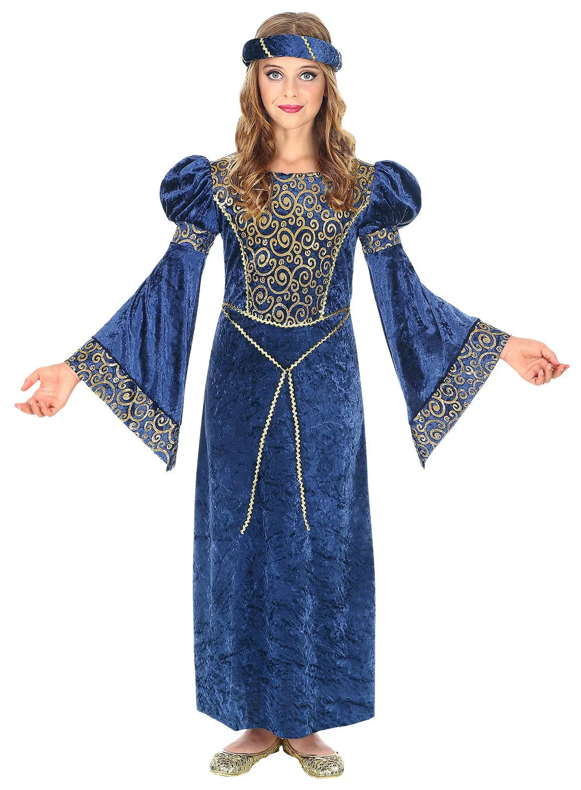 Disfraz de Noble de Corte Medieval Azul para Niña Medieval Infantiles Widmann