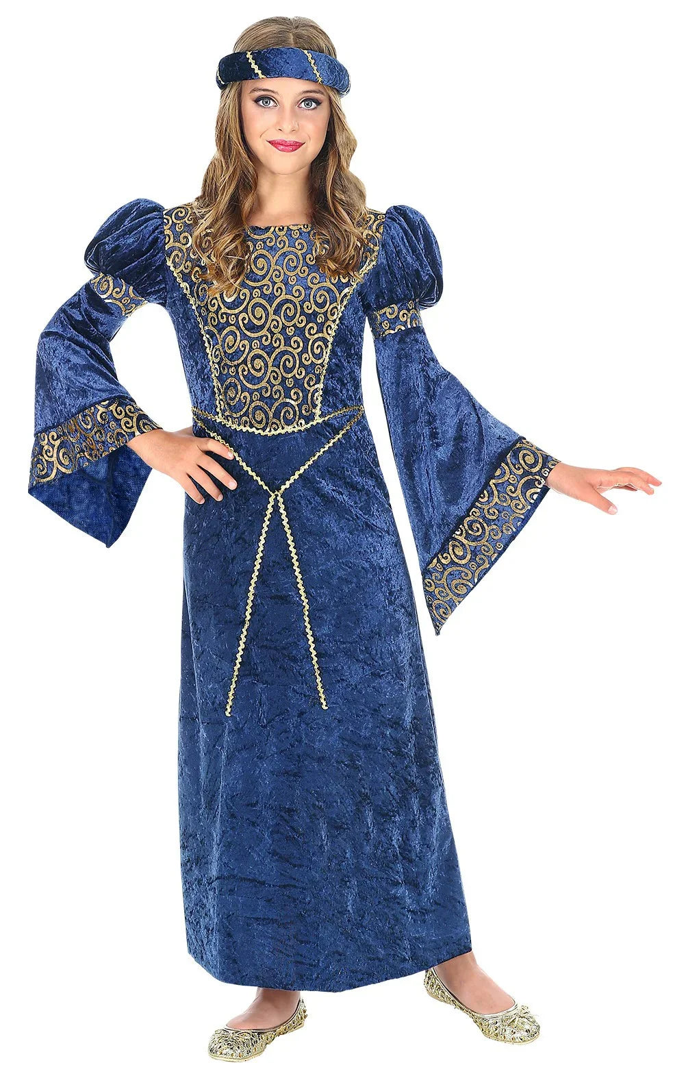 Disfraz de Noble de Corte Medieval Azul para Niña Medieval Infantiles Widmann