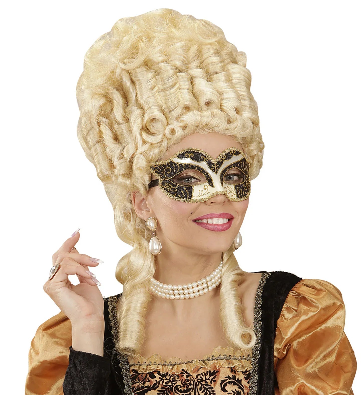 Antifaz Veneciano Negro y Blanco con Brillantina Complementos Venecianos y de Época Widmann