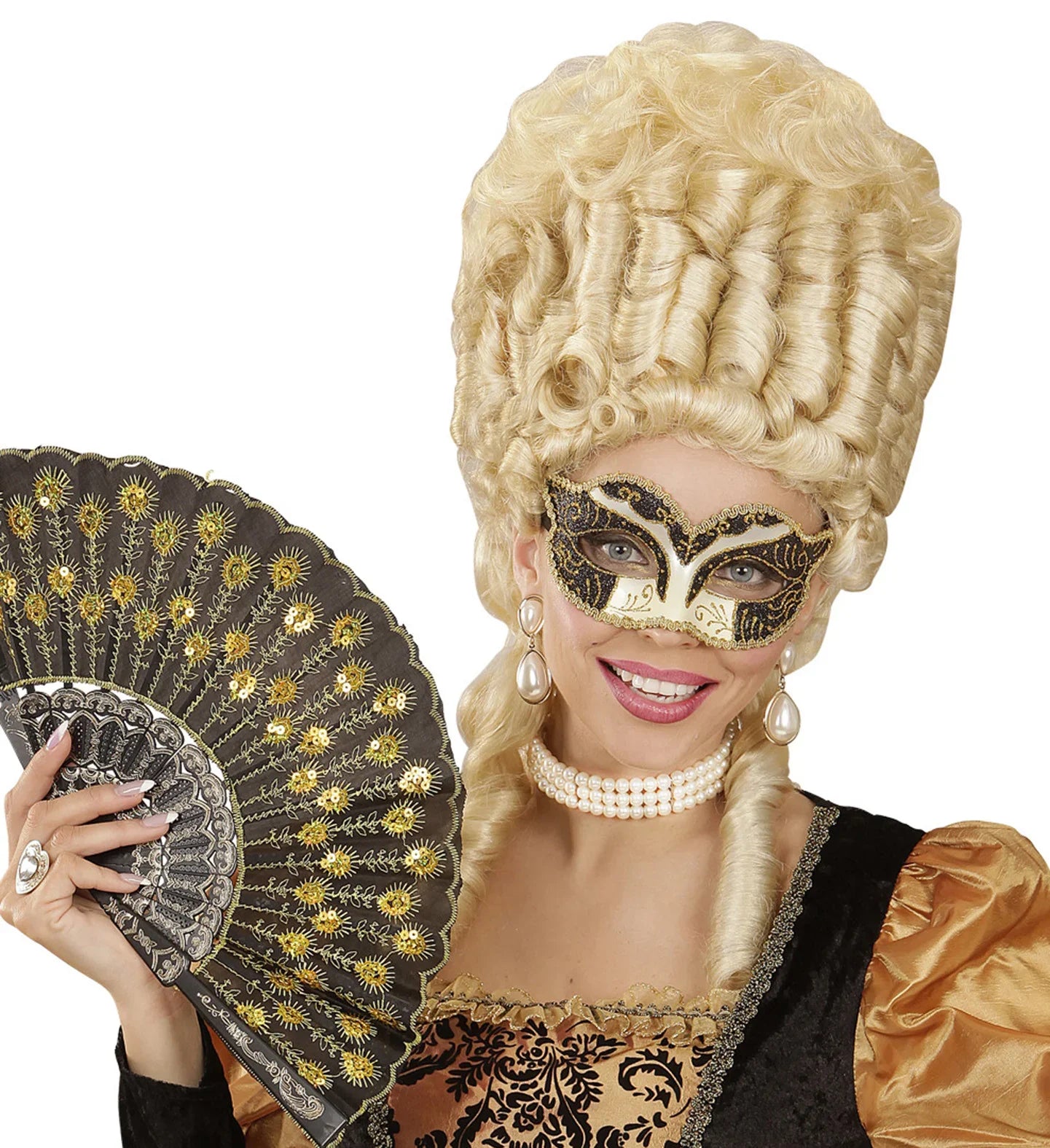Antifaz Veneciano Negro y Blanco con Brillantina Complementos Venecianos y de Época Widmann