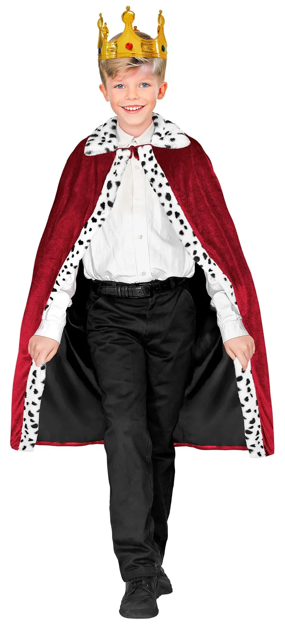 Capa de Rey Granate con Ribete de Dálmata para Niño Capas Widmann