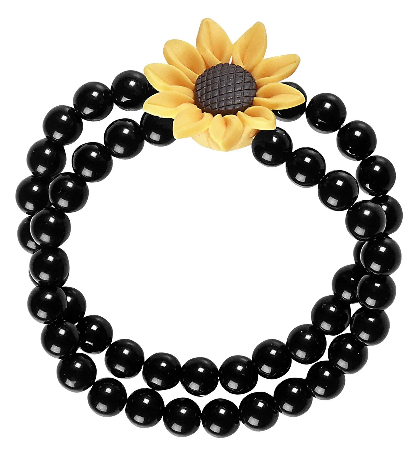 Pulsera Hippie de Perlas Negras y Girasol Complementos Hippies Widmann