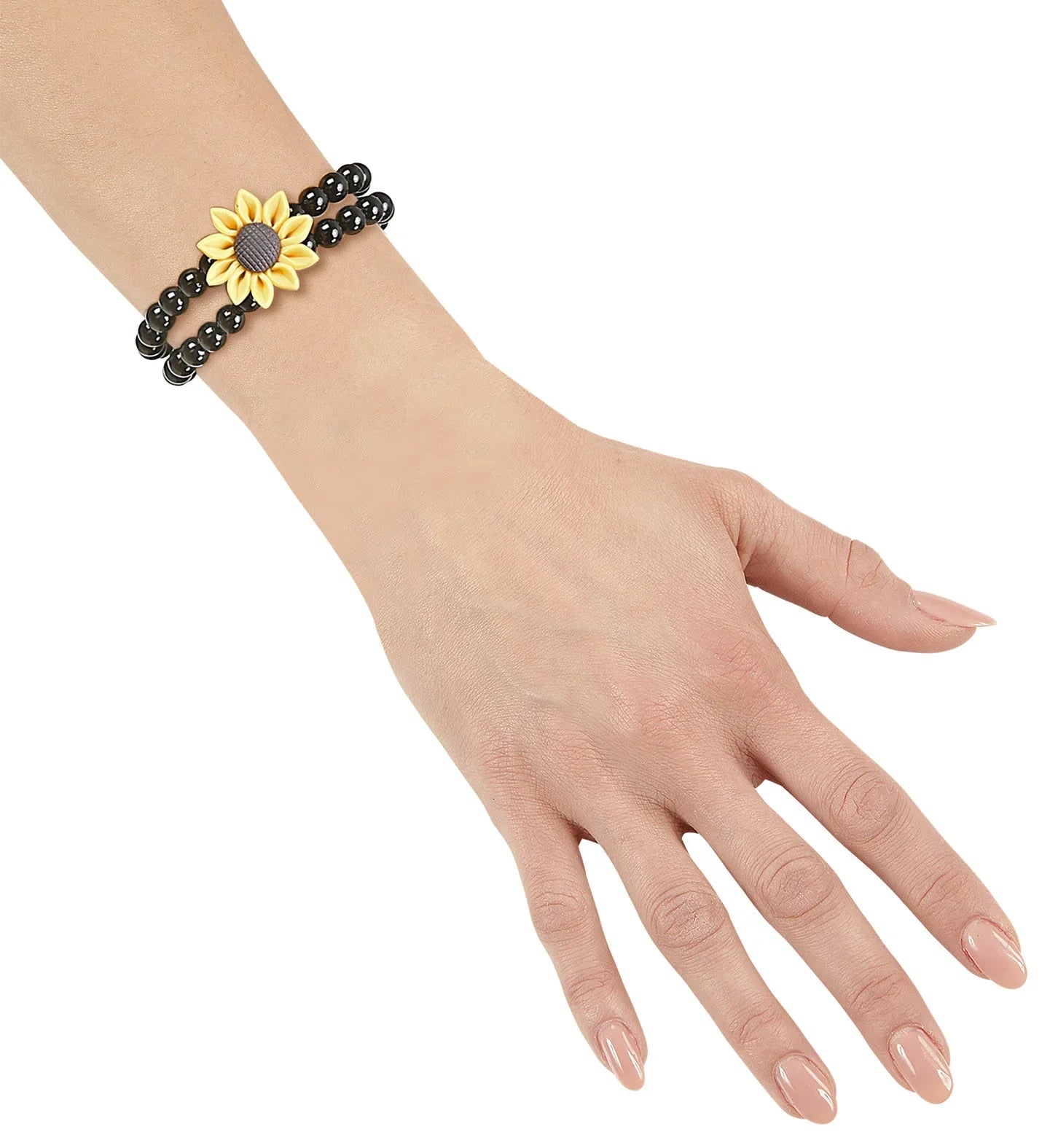 Pulsera Hippie de Perlas Negras y Girasol Complementos Hippies Widmann