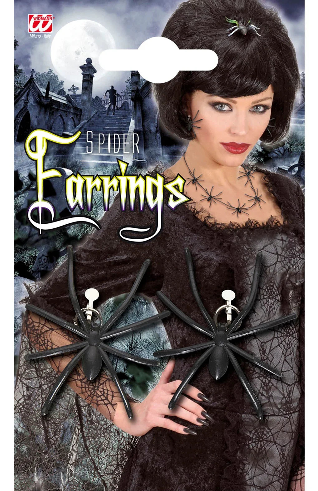 Pendientes de Araña Negra Accesorios Halloween Widmann