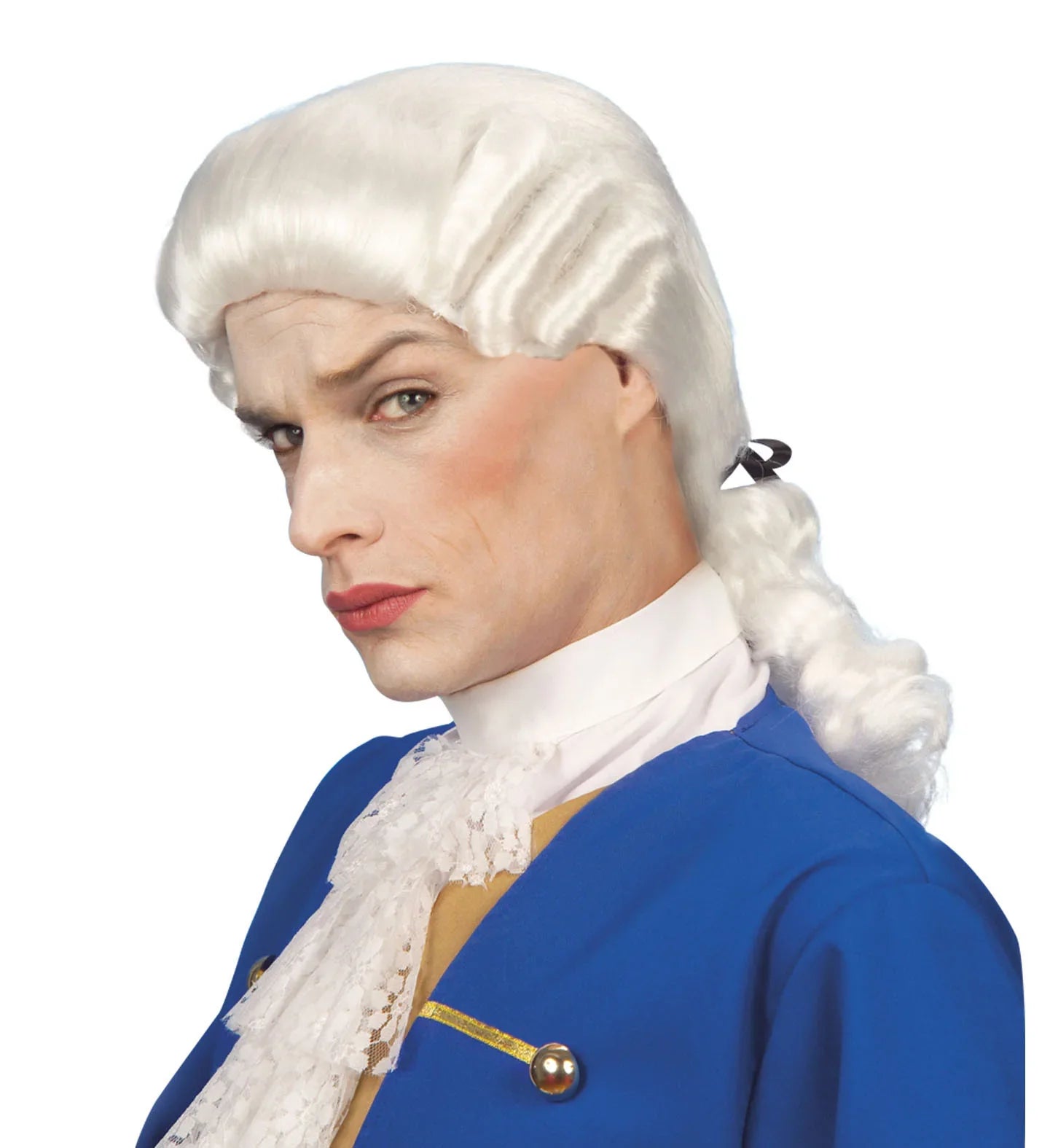 Peluca de Época Blanca con Coleta para Adulto Complementos Venecianos y de Época Widmann
