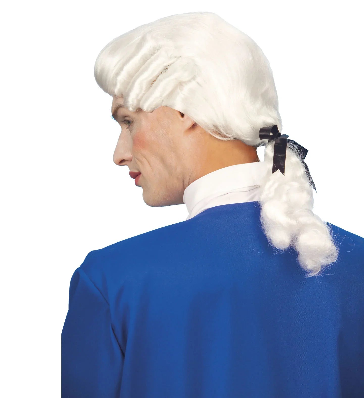 Peluca de Época Blanca con Coleta para Adulto Complementos Venecianos y de Época Widmann