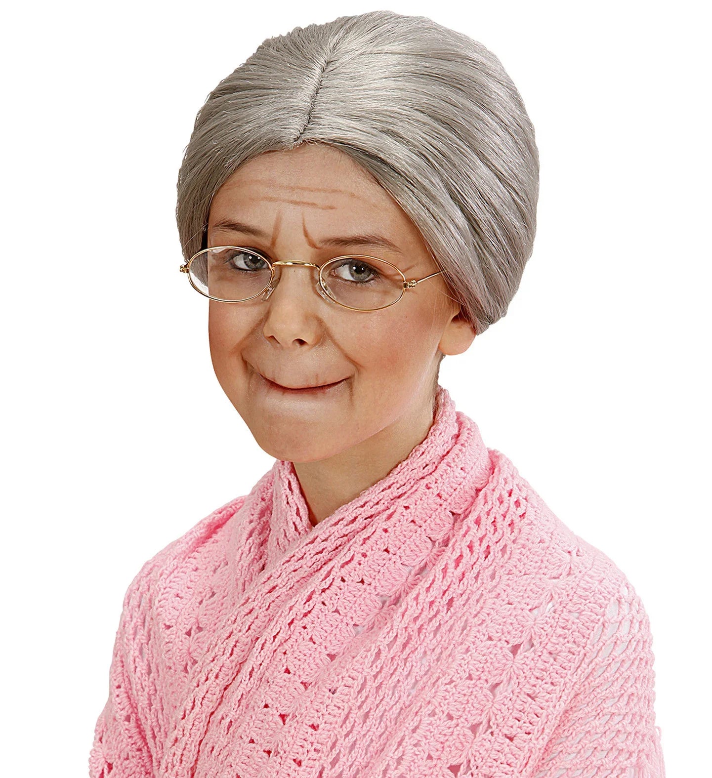 Peluca de Abuela Gris con Moño Infantil Pelucas Canosas Widmann