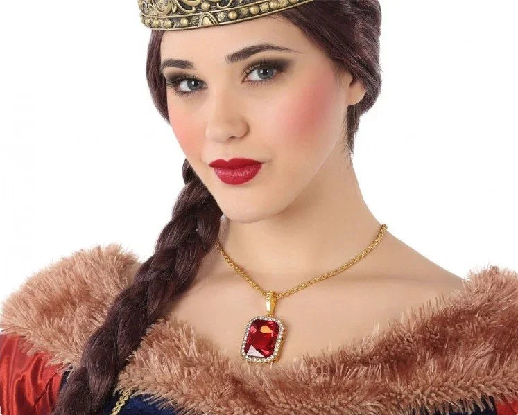 Collar de Reina Medieval con Piedra Roja Joyas y Bisutería Atosa