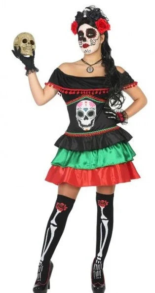 Disfraz de Catrina Calavera Mexicana para Mujer Catrina Atosa XS/S