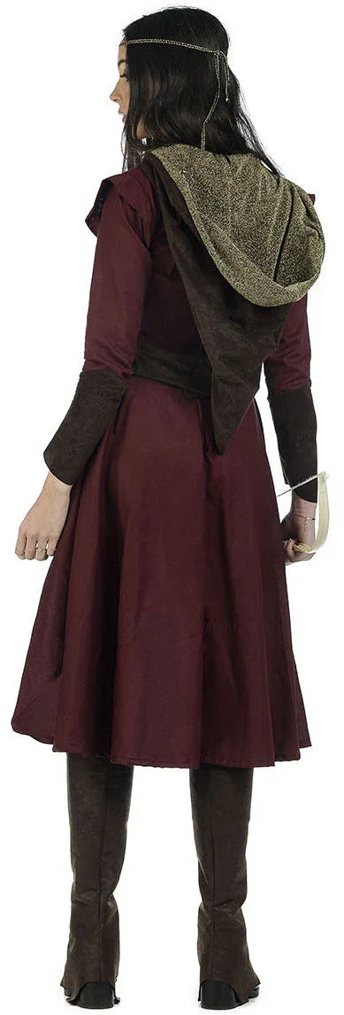 Disfraz de Arquera Medieval Granate para Mujer Arqueros Medievales Limit Sport