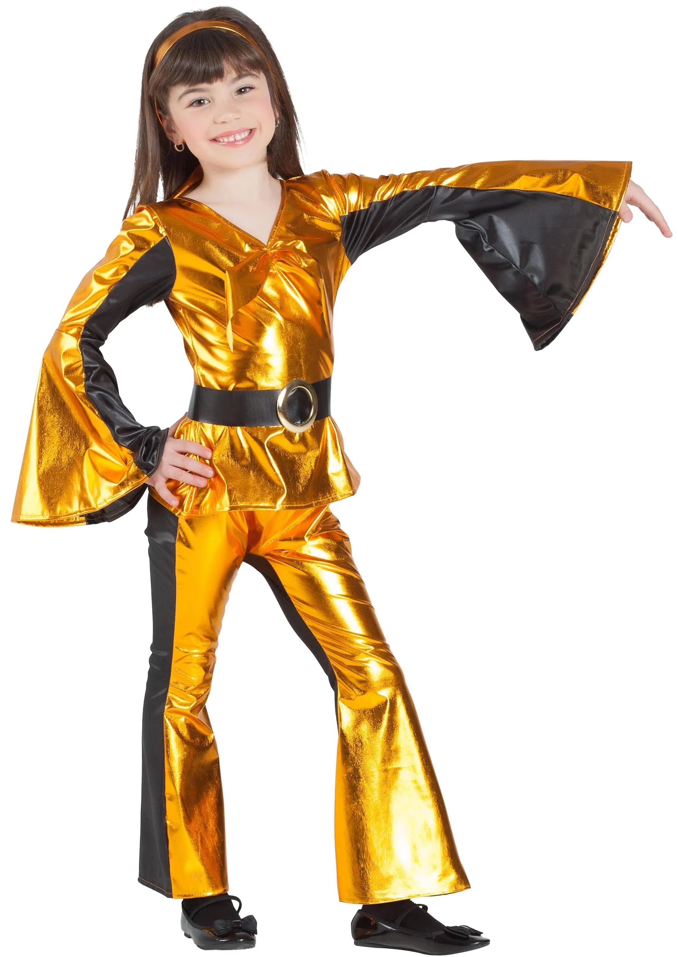 Disfraz Disco Dorado para Niña Discotequeros Kimokawaii