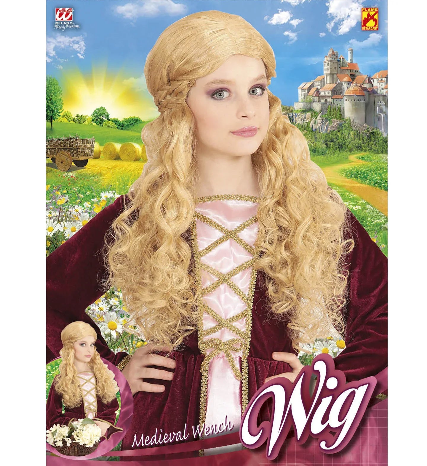 Peluca Medieval Rubia Larga para Niña Complementos Medievales Widmann