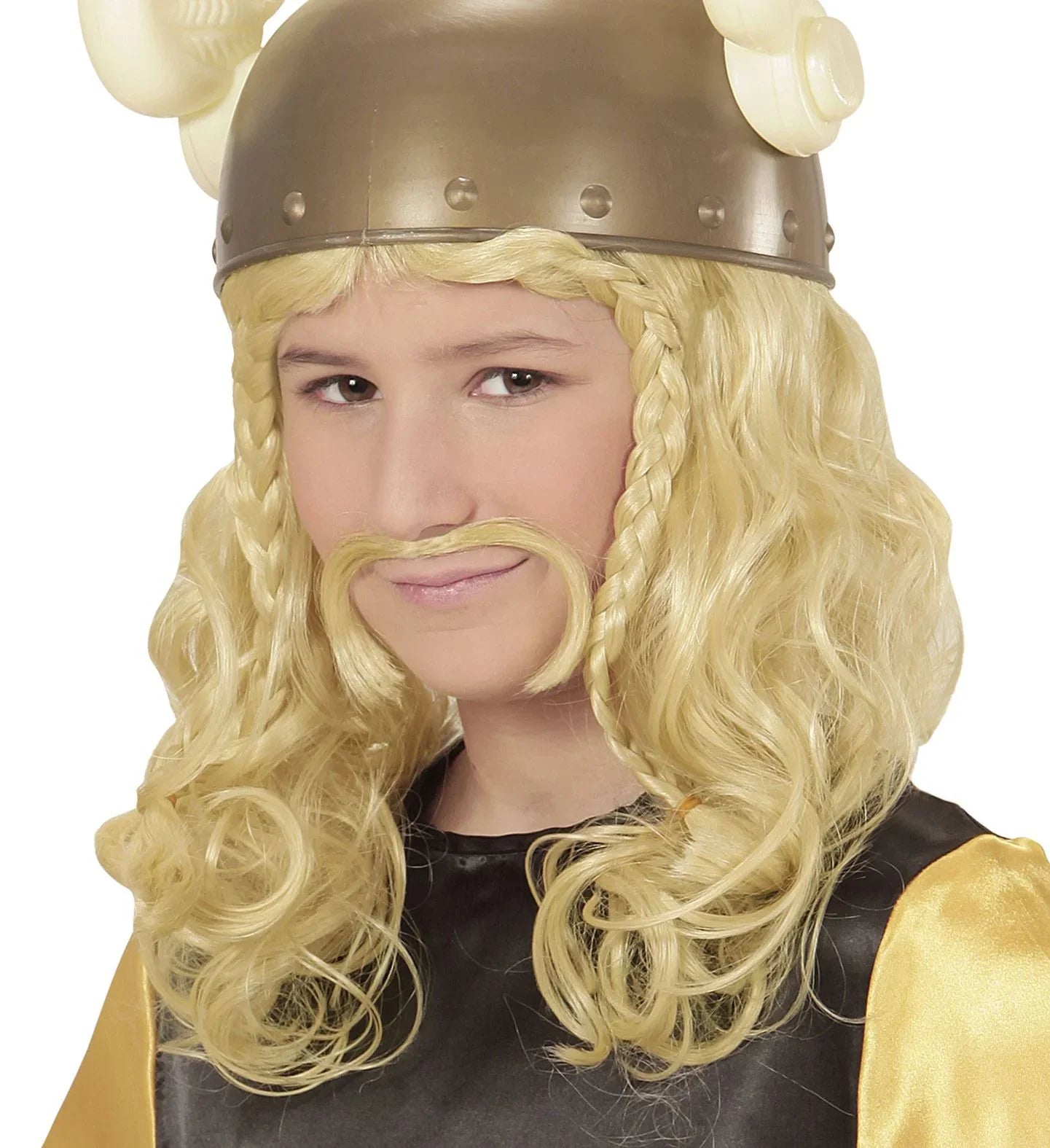 Peluca de Astérix Rubia con Bigote para Niño Astérix y Obélix Widmann