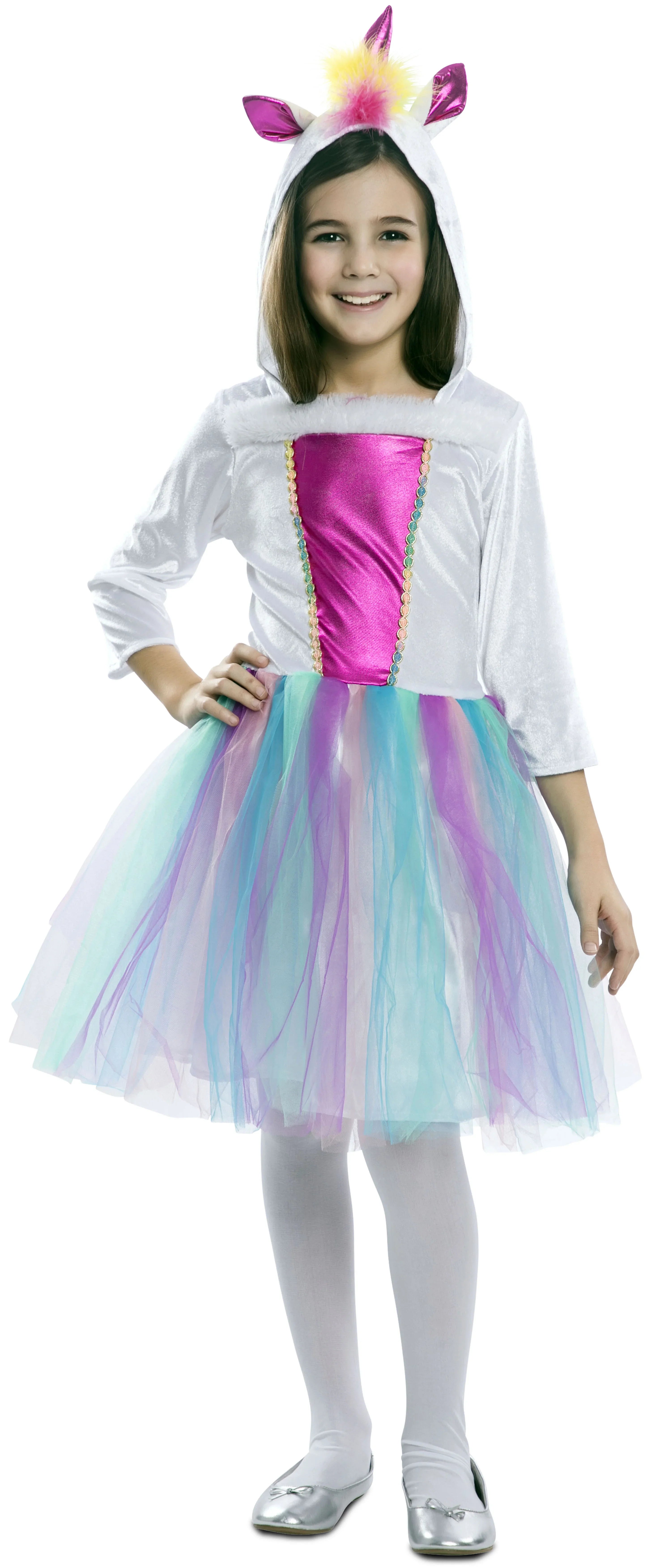 Disfraz de Unicornio con Capucha para Niña Unicornio EuroCarnavales