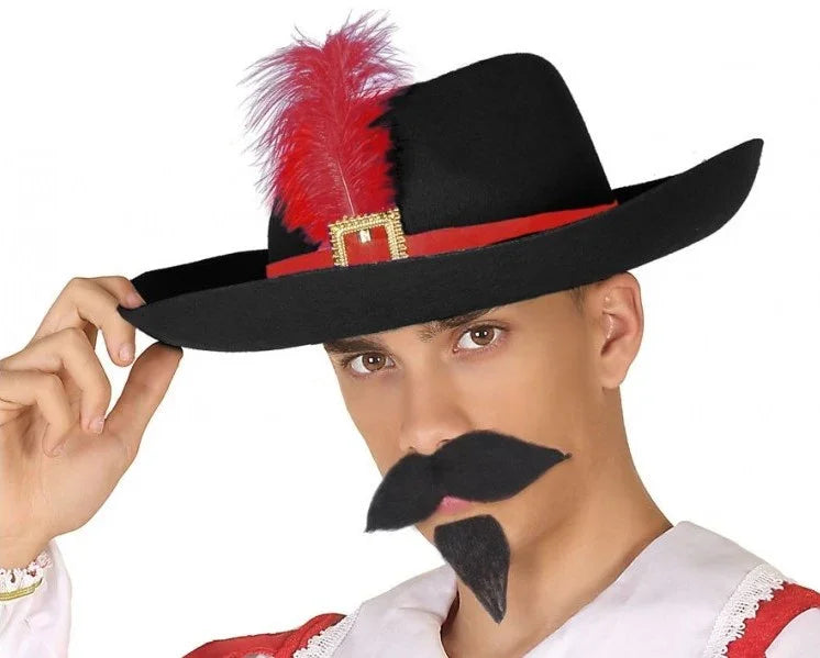Sombrero de Mosquetero con Pluma Roja para Adulto Complementos Mosqueteros Atosa