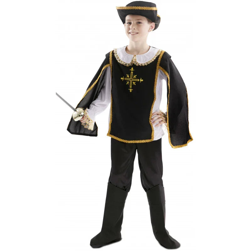 Disfraz de Mosquetero Negro para Niño Mosquetero EuroCarnavales
