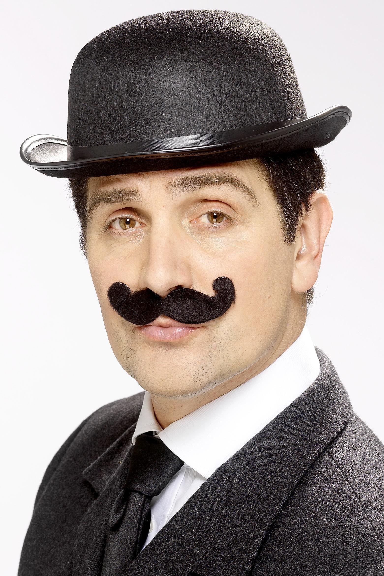 Bigote Negro Estilo Inglés con Adhesivo Barbas y Bigotes Smiffys