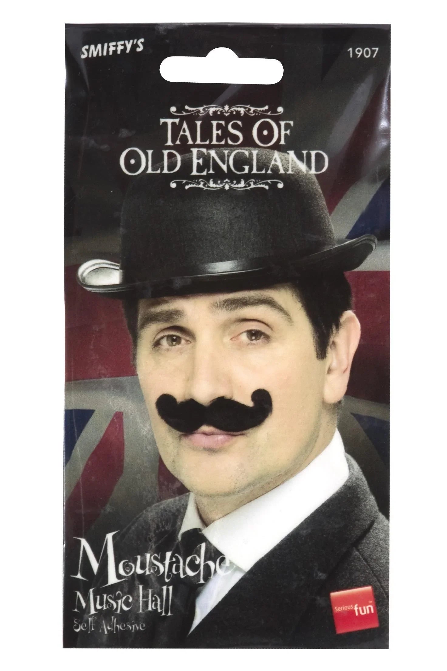 Bigote Negro Estilo Inglés con Adhesivo Barbas y Bigotes Smiffys