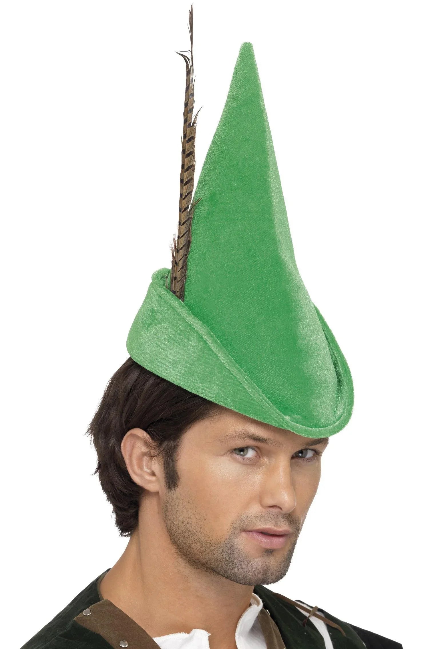 Sombrero de Robin Hood Verde con Pluma Complementos Robin Hood y Arqueros Smiffys