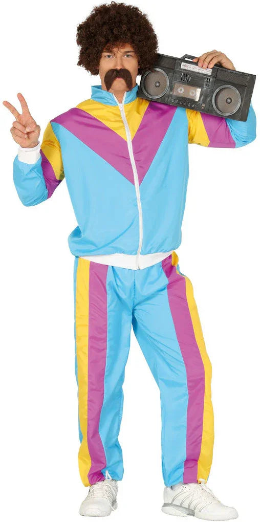 Disfraz Chándal Ochentero Azul para Hombre Chándales de Táctel Años 80 Guirca