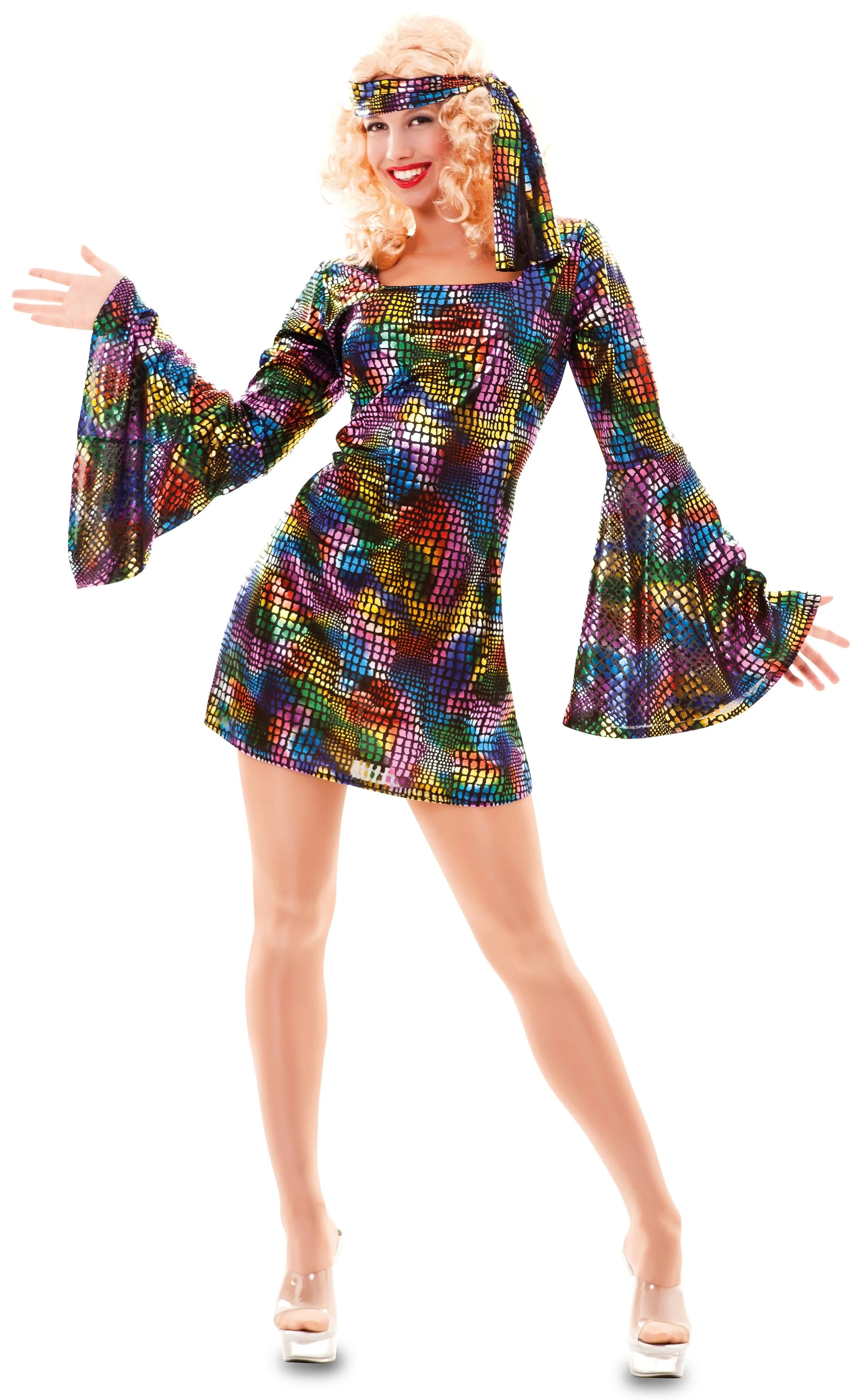 Disfraz Disco Multicolor Corto para Mujer Disco EuroCarnavales