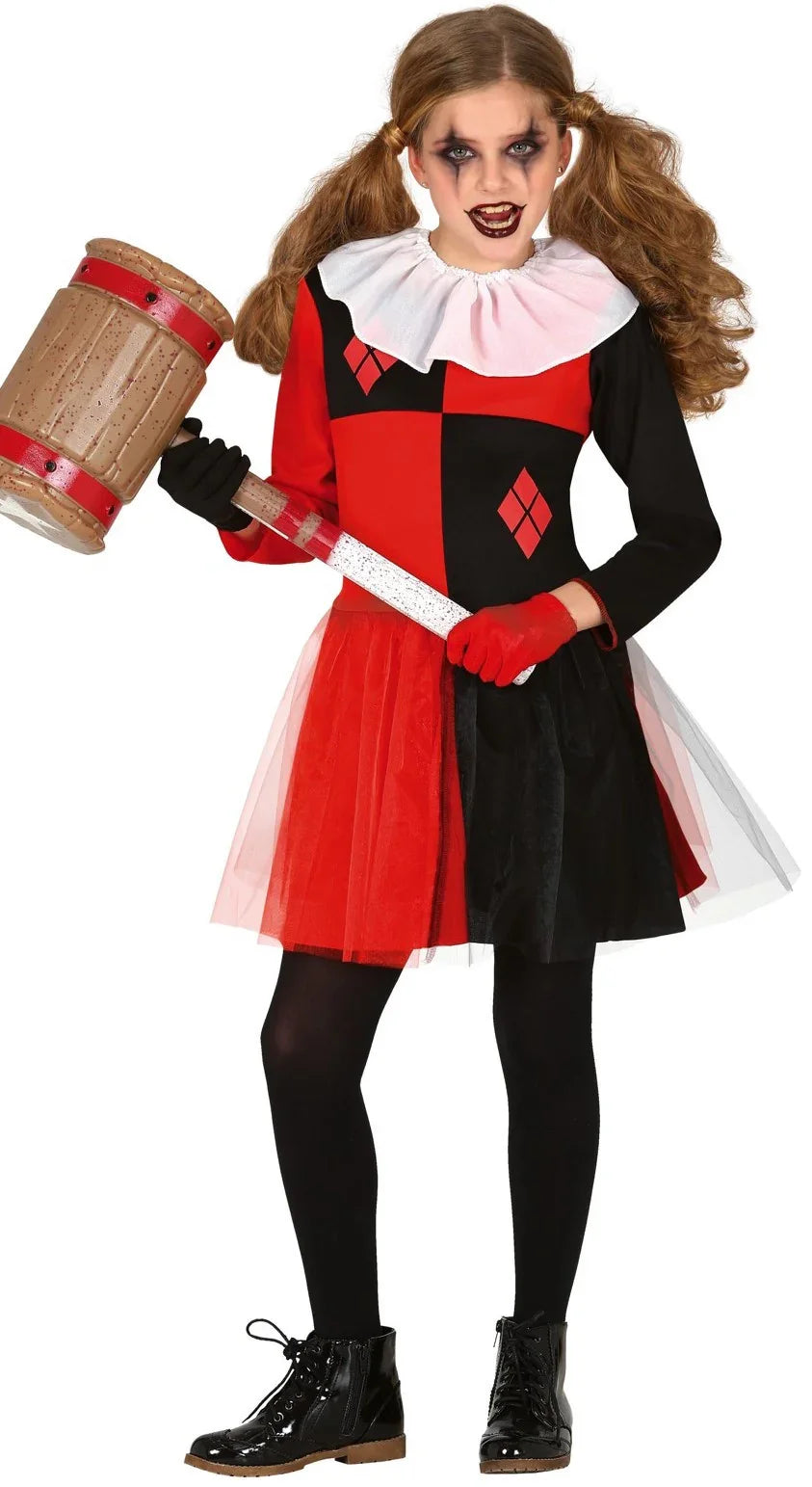 Disfraz de Arlequina Siniestra para Niña Arlequines y Bufones Guirca