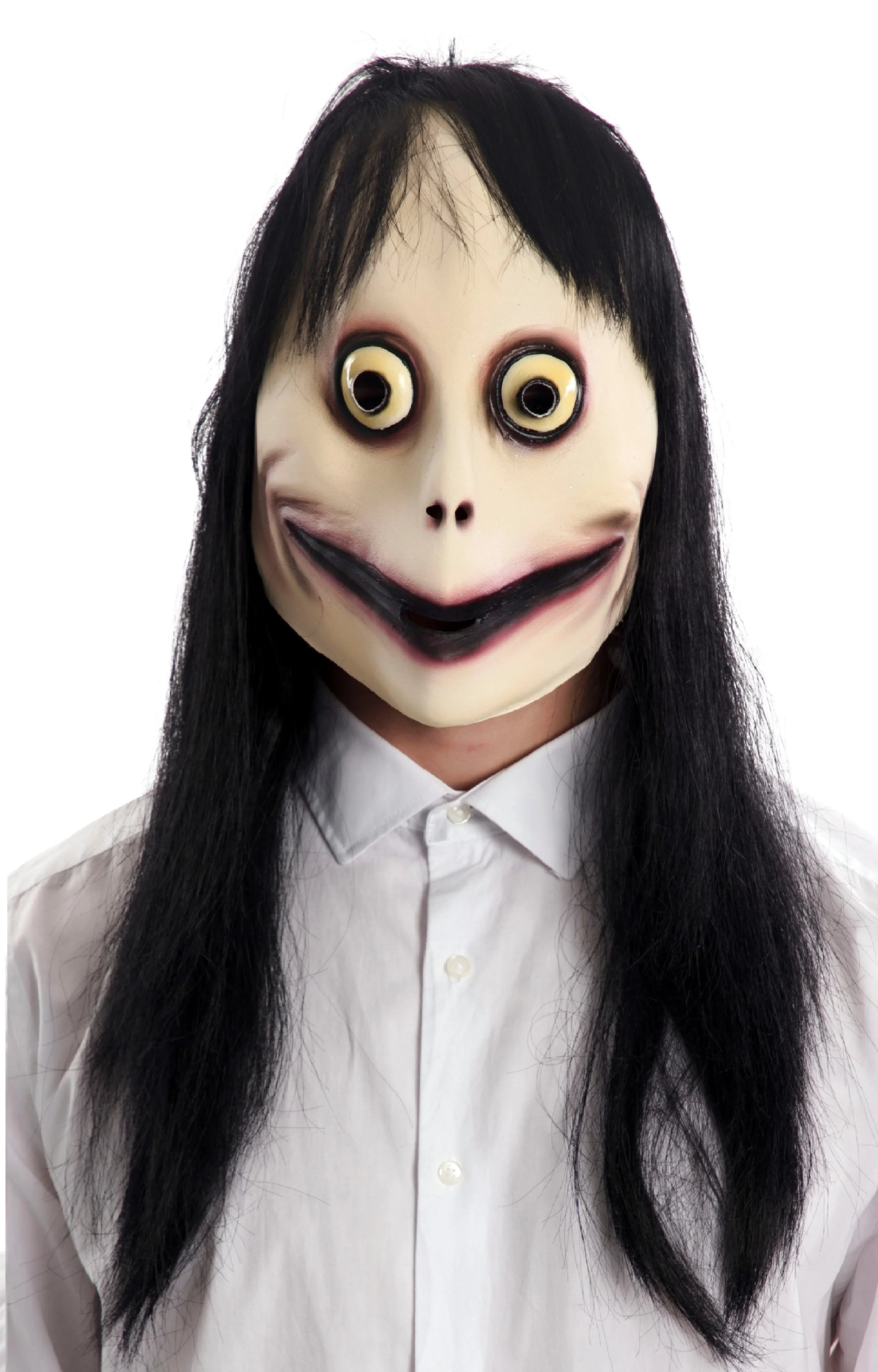 Máscara de Momo de Látex con Pelo Máscaras Halloween EuroCarnavales