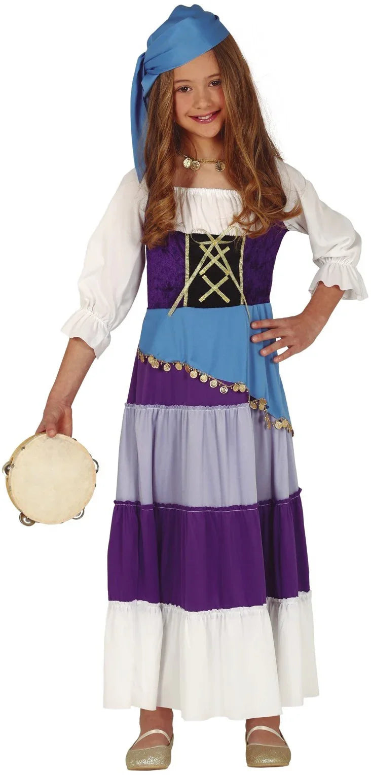 Disfraz de Gitana Morado para Niña Gitanas Guirca