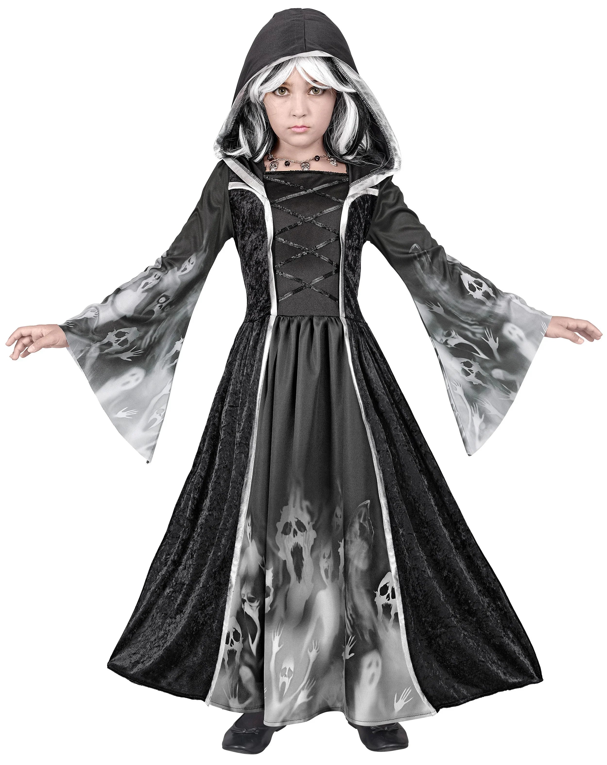 Disfraz de Bruja Nigromante con Capucha para Niña Hechiceras y Brujos Medievales Widmann