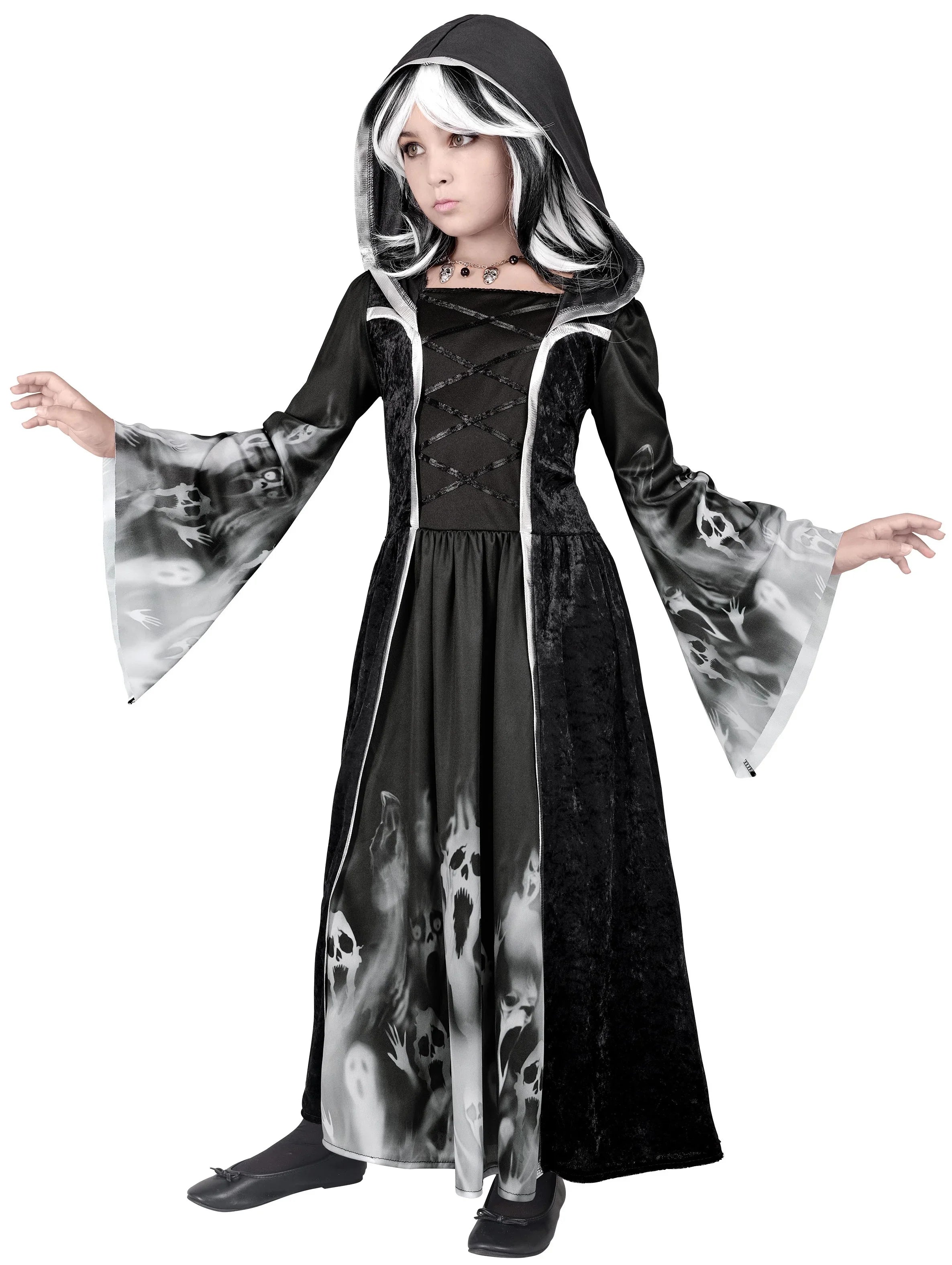 Disfraz de Bruja Nigromante con Capucha para Niña Hechiceras y Brujos Medievales Widmann