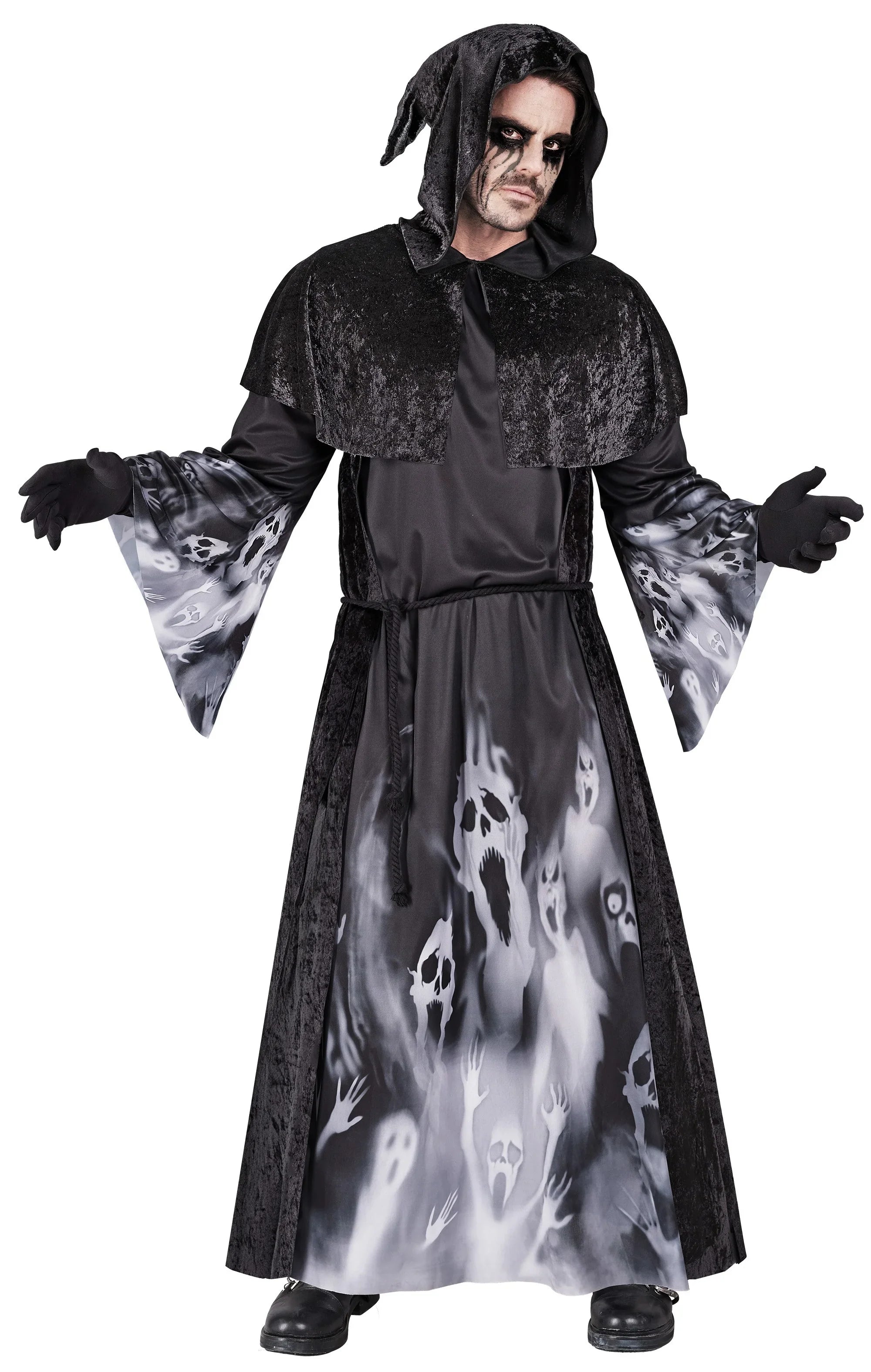 Disfraz de Brujo Nigromante con Capucha para Hombre Hechiceras y Brujos Medievales Widmann