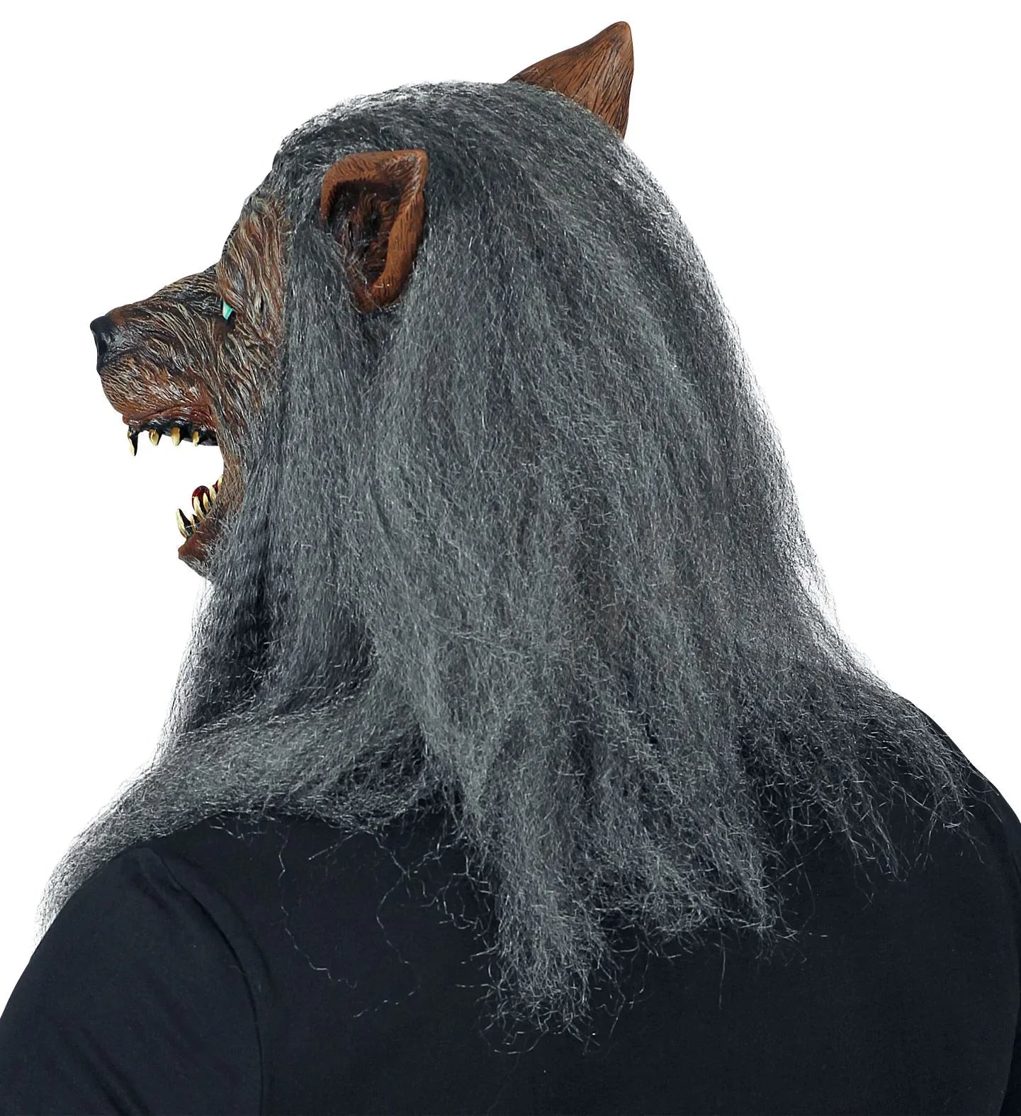 Máscara de Hombre Lobo con Pelo Largo Gris Hombres Lobo Widmann