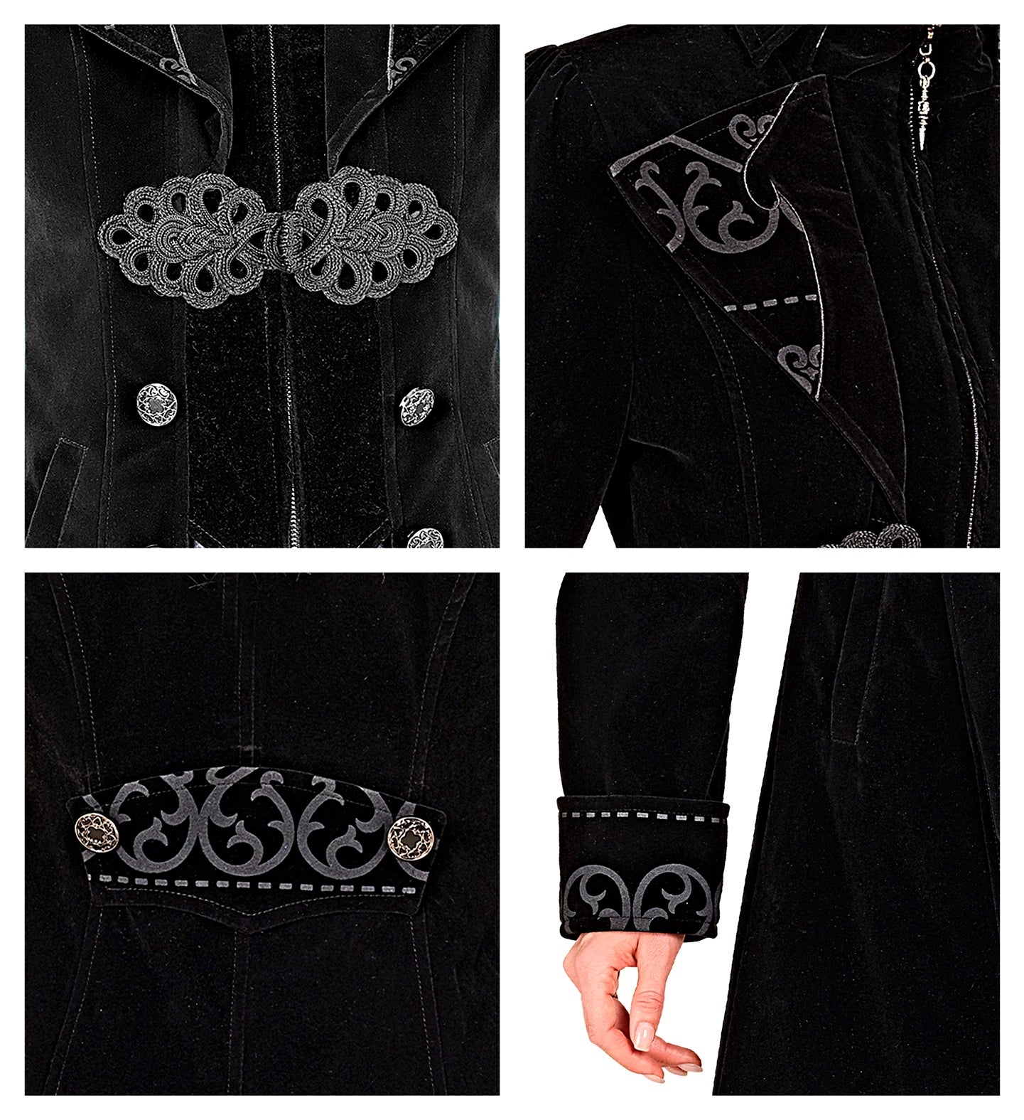 Chaqueta Gótica de Terciopelo Negro para Mujer