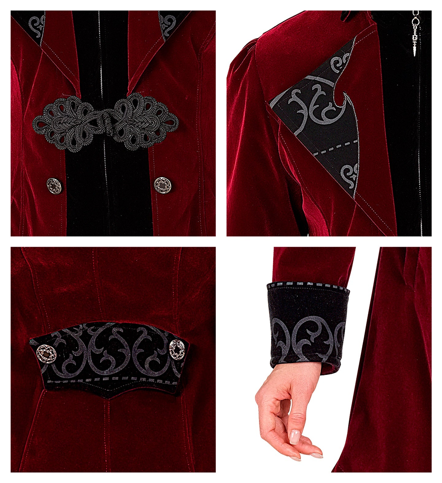 Giacca Gotica di Velluto Rosso Bordeaux per Donna