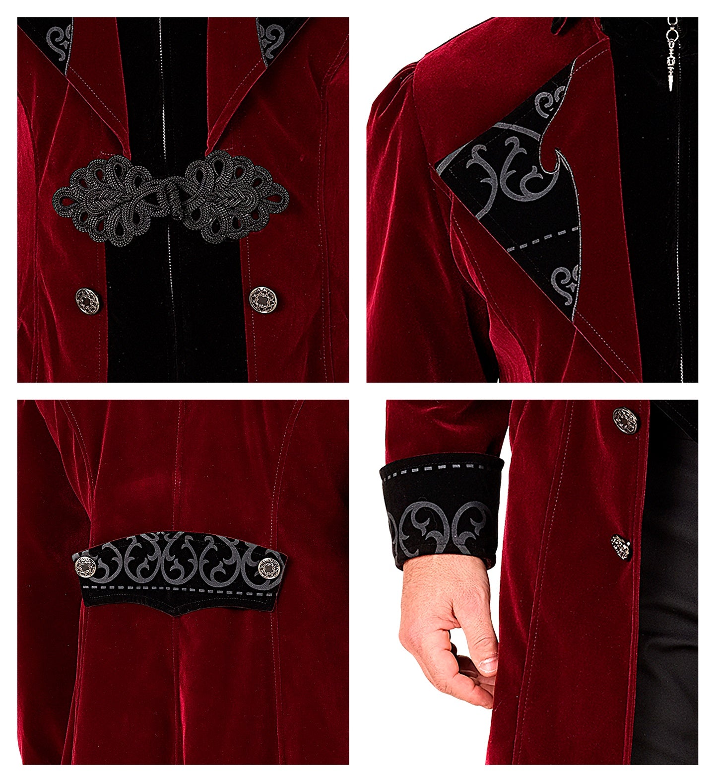 Giacca Gotica di Velluto Rosso Bordeaux per Uomo