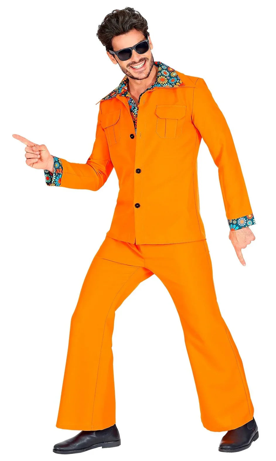 Traje Disco Años 70 Naranja para Hombre Disco Widmann