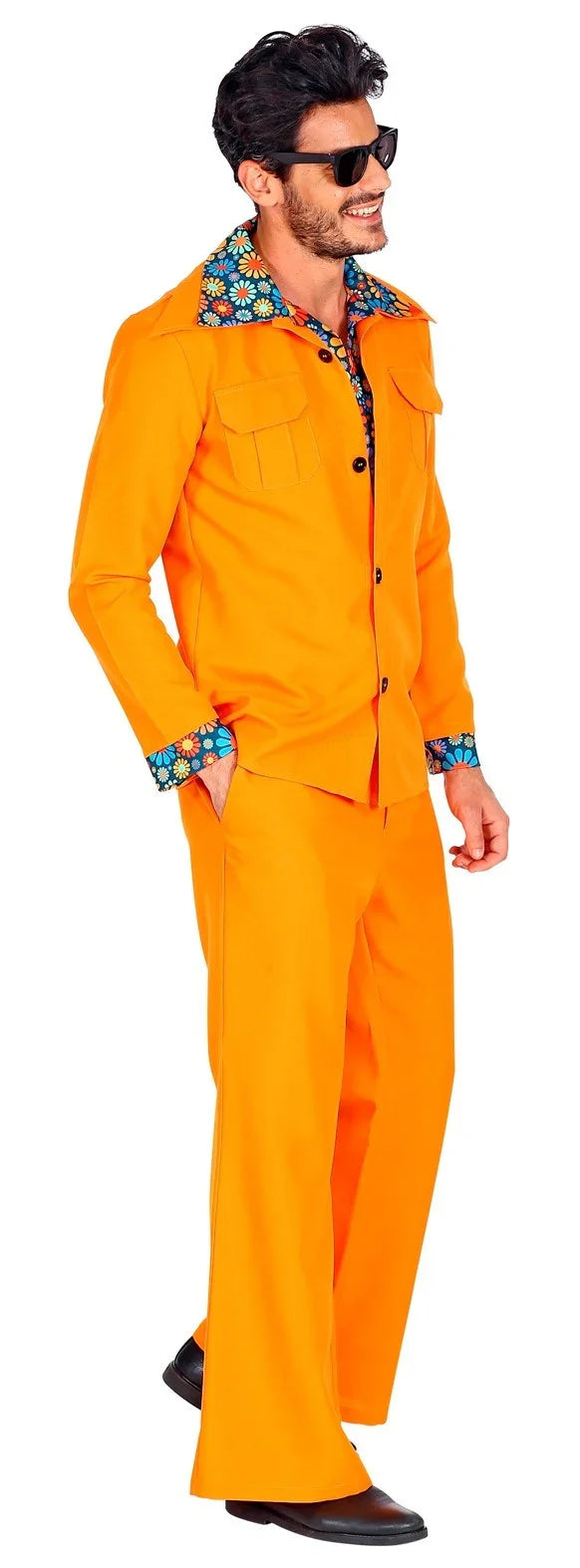 Traje Disco Años 70 Naranja para Hombre Disco Widmann