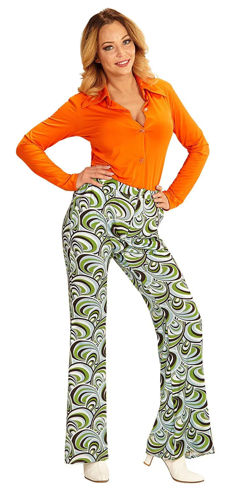 Pantalones de Campana Disco con Ondas para Mujer Disco Widmann
