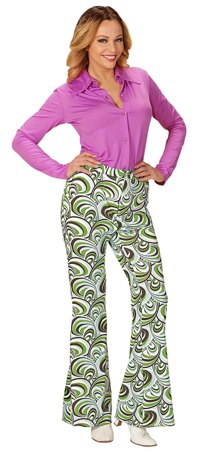 Pantalones de Campana Disco con Ondas para Mujer Disco Widmann